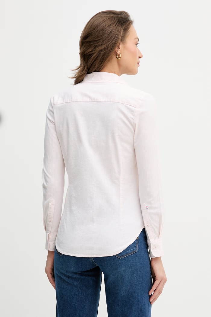 Ρούχα Πουκάμισο U.S. Polo Assn. STRIPE STRETCH CLASSIC FIT OXFORD WUP1416 ροζ