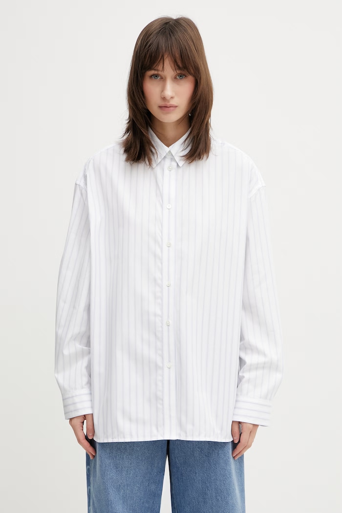 Maison Kitsuné Boyfriend Shirt koszula bawełniana damska biały QW00403WC5090