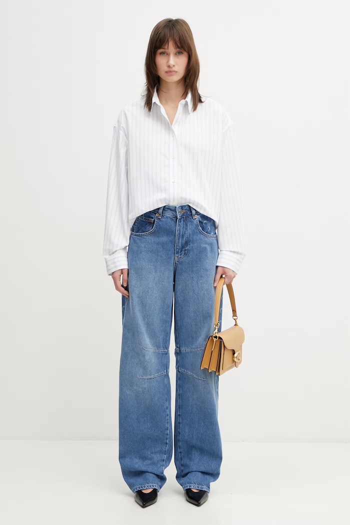 Maison Kitsuné Boyfriend Shirt koszula bawełniana damska QW00403WC5090 biały