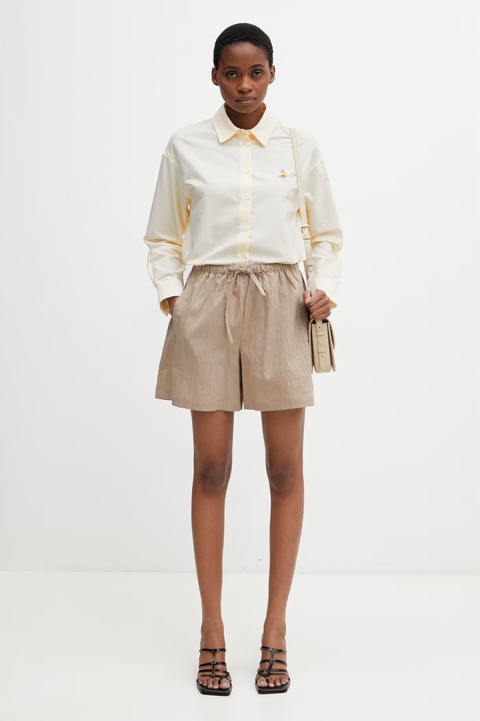 Maison Kitsuné Dreaming Fox рубашка из хлопка женская QW00415WC5098 жёлтый