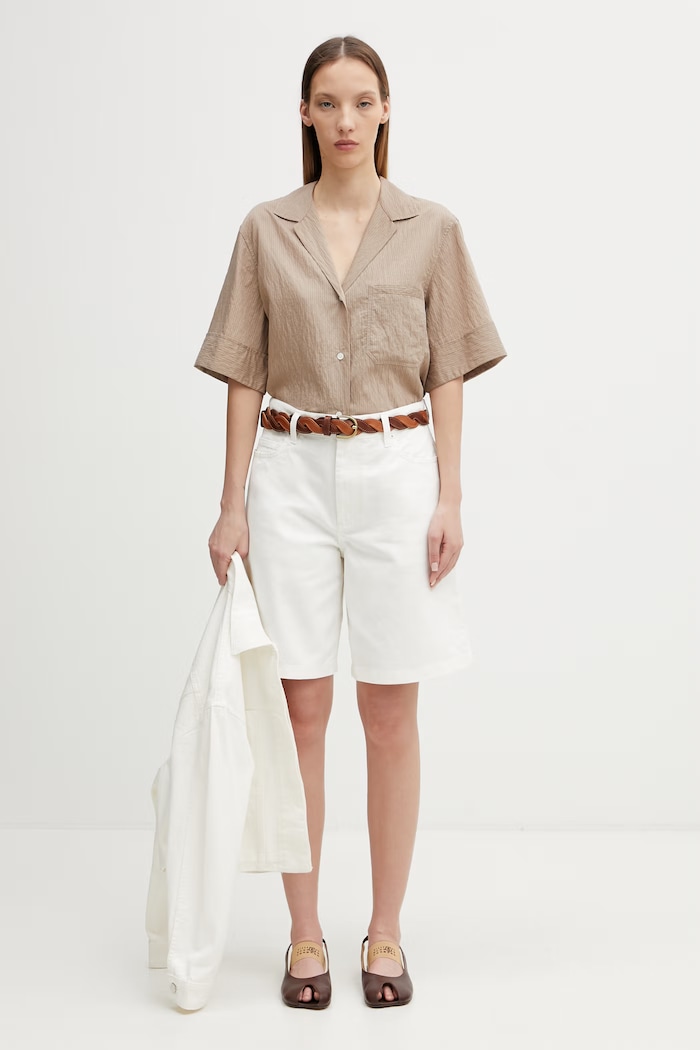 Maison Kitsuné koszula z modalem damska QW00411WC5084 brązowy
