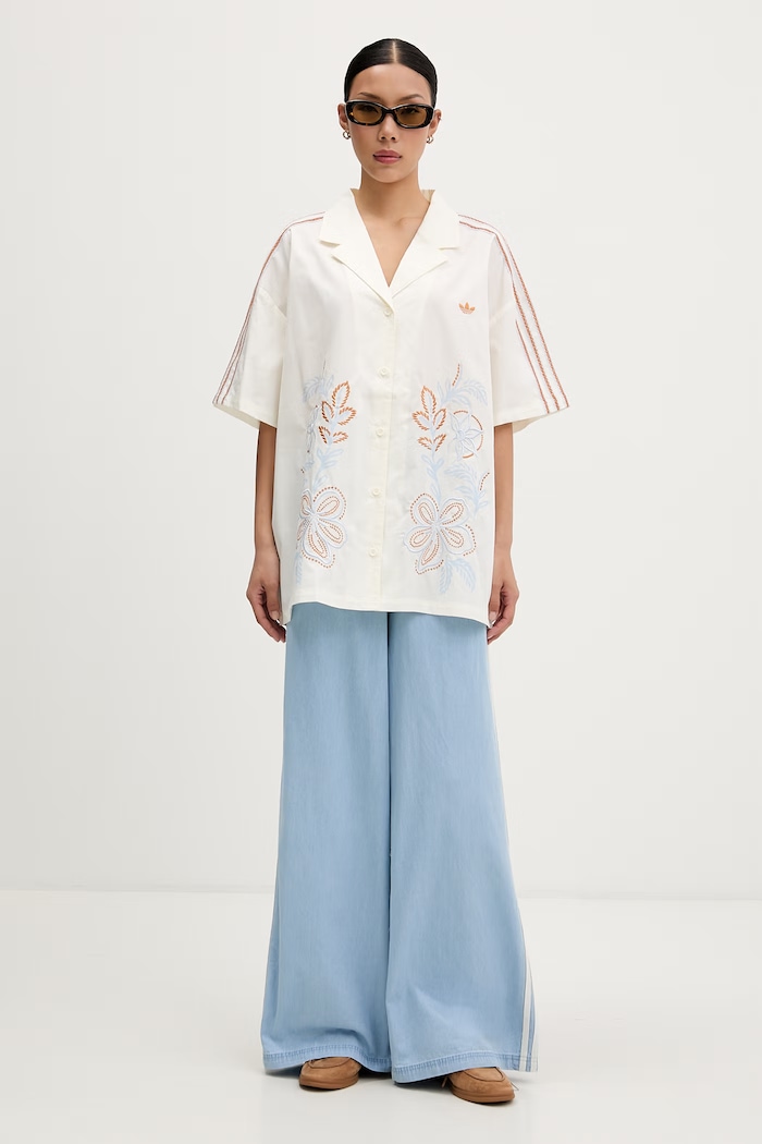 adidas Originals cămașă pentru femei, din bumbac Resort KY3164 bej SS26