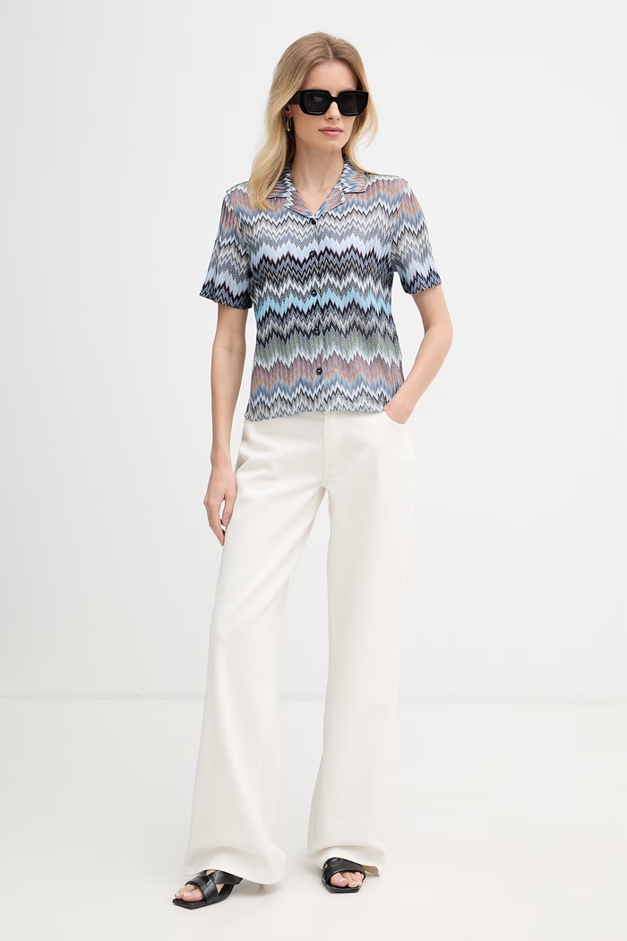 Missoni cămașă pentru femei, din vâscoză DS26SJ03.BR014T albastru SS26