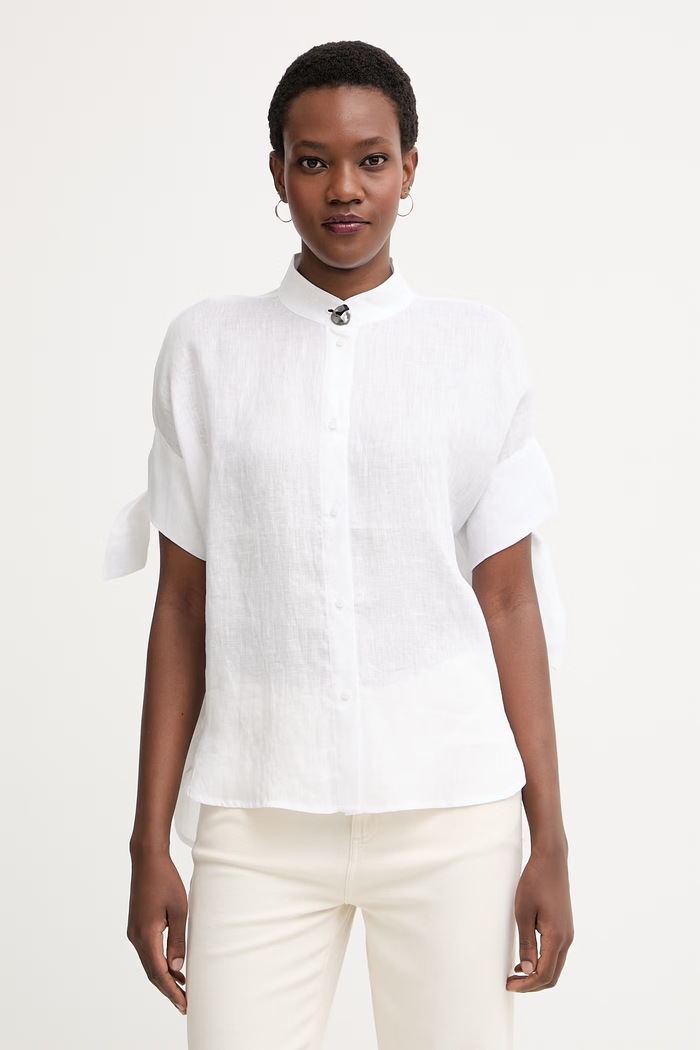 Armani Exchange cămașă pentru femei, din in alb XW001990.AF21532