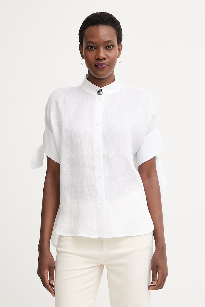Armani Exchange cămașă pentru femei, din in alb XW001990.AF21532