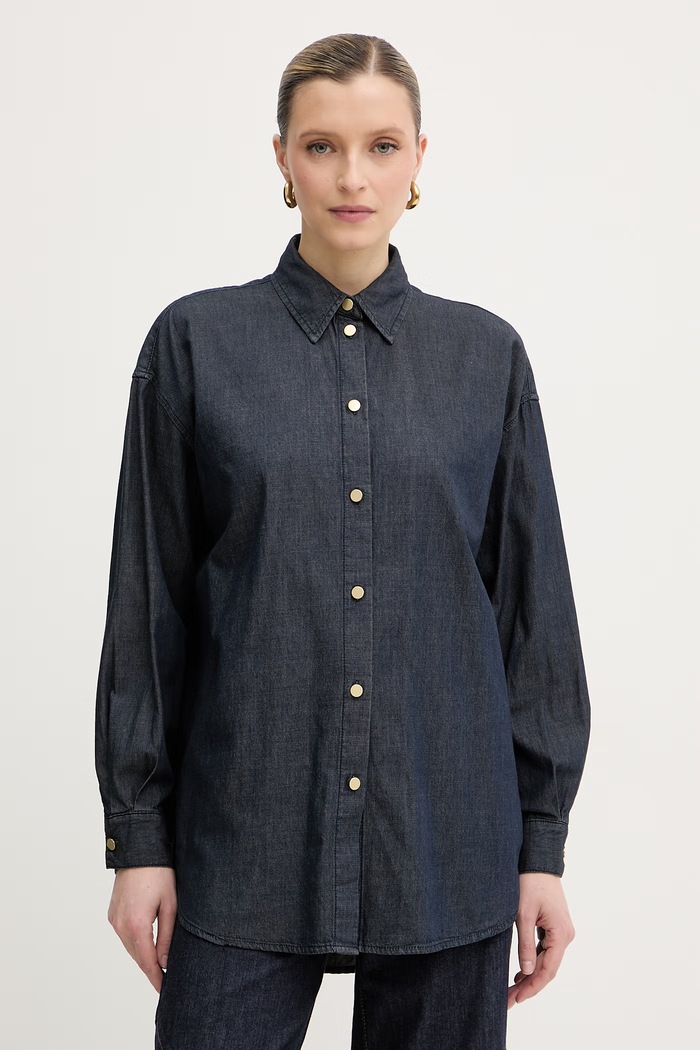 Armani Exchange риза дамска от деним тъмносин XW002258.AF21337