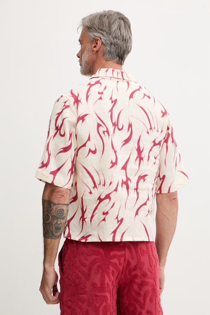 Abbigliamento OAS camicia da uomo in lino 401001.1008 rosso