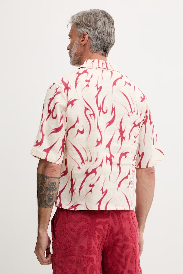 Abbigliamento OAS camicia da uomo in lino 401001.1008 rosso