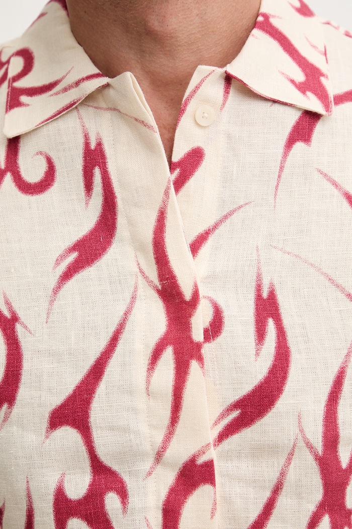 OAS camicia da uomo in lino 401001.1008 rosso