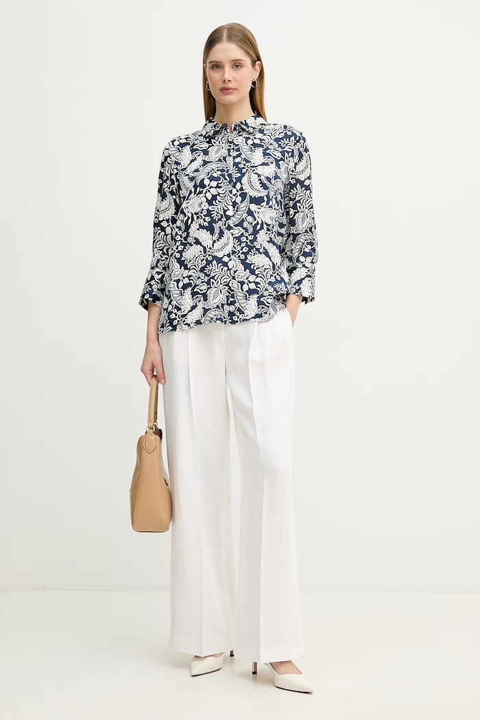 Joop! bluza na preklop ženski viskozna 30101841 mornarsko modra SS26