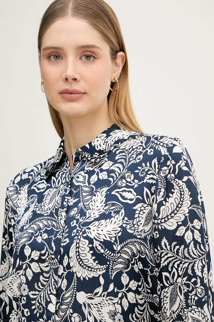 Joop! bluza na preklop ženski viskozna mornarsko modra 30101841