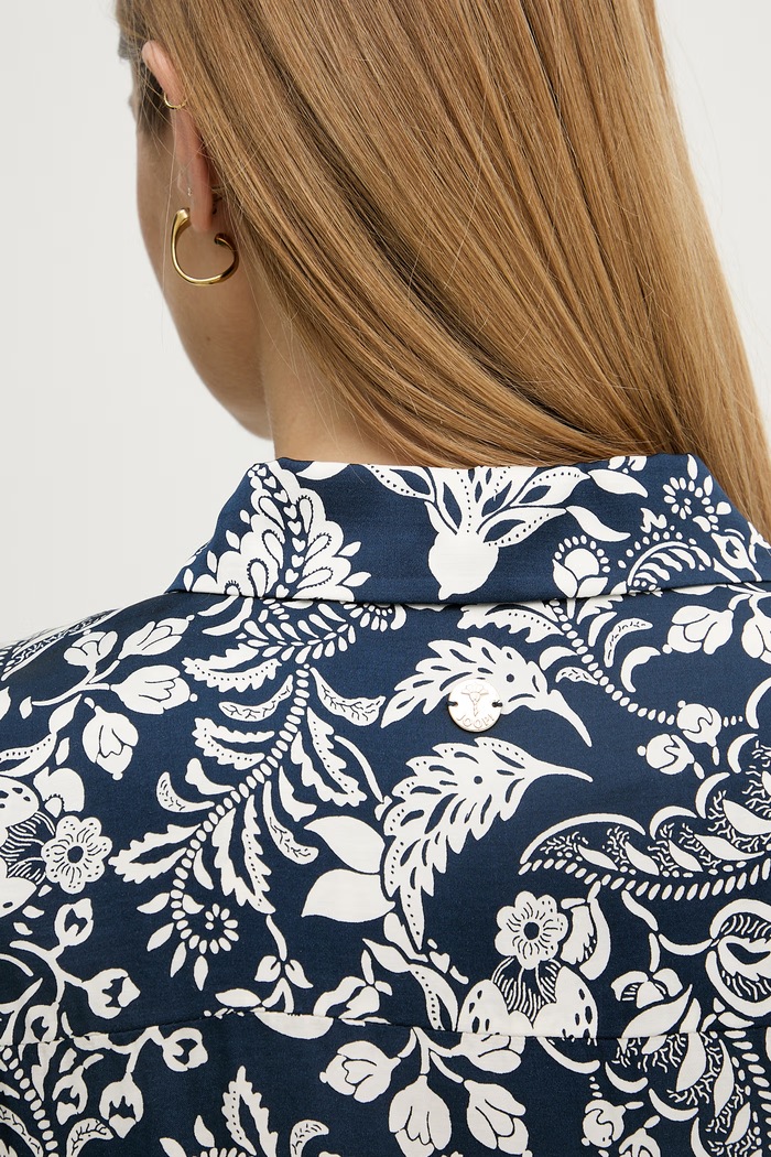 Joop! bluza na preklop ženski viskozna 30101841 mornarsko modra