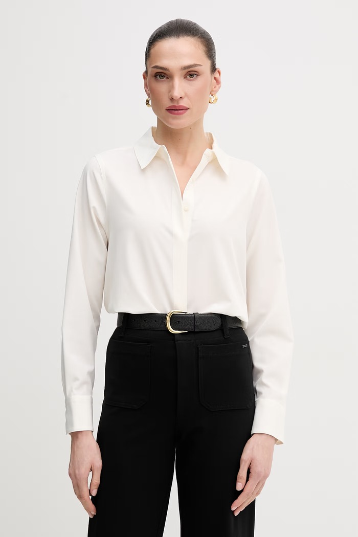 Dkny koszula z elastanem beżowy WYTN6751