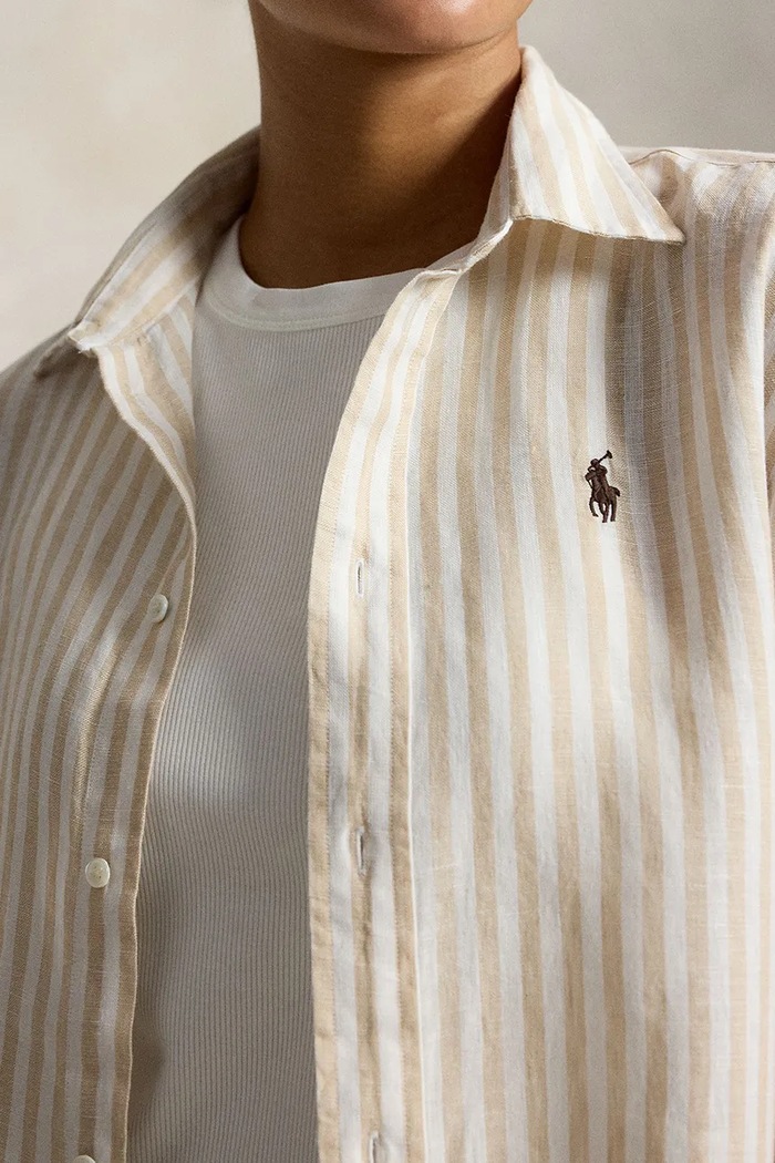 Polo Ralph Lauren πουκάμισο γυναικείο λινό LINEN-LSL-BFS μπεζ 211935130504