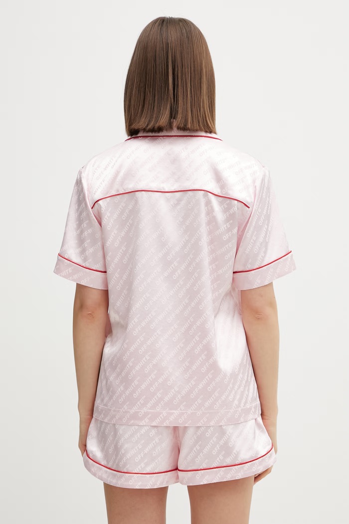 Odzież Off-White koszula piżamowa z wiskozą damska 2GG00BS26FAB001 różowy