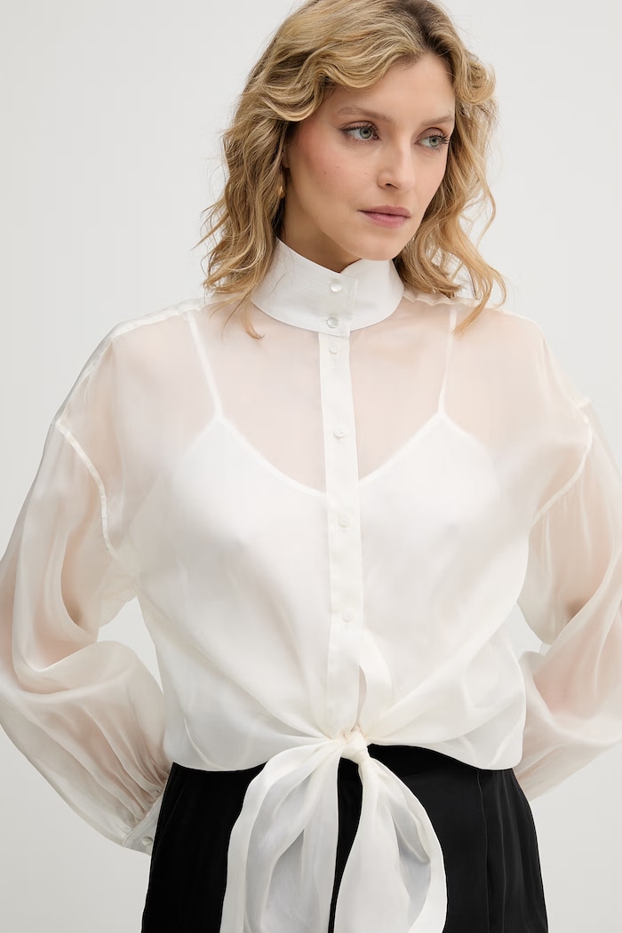 Dámska košeľa s hodvábom Karl Lagerfeld Studio biela B2W11038
