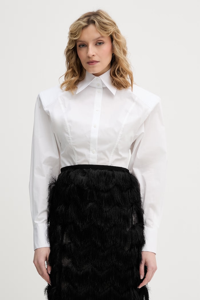 Dámska košeľa s bavlnou Karl Lagerfeld Studio biela B2W11047