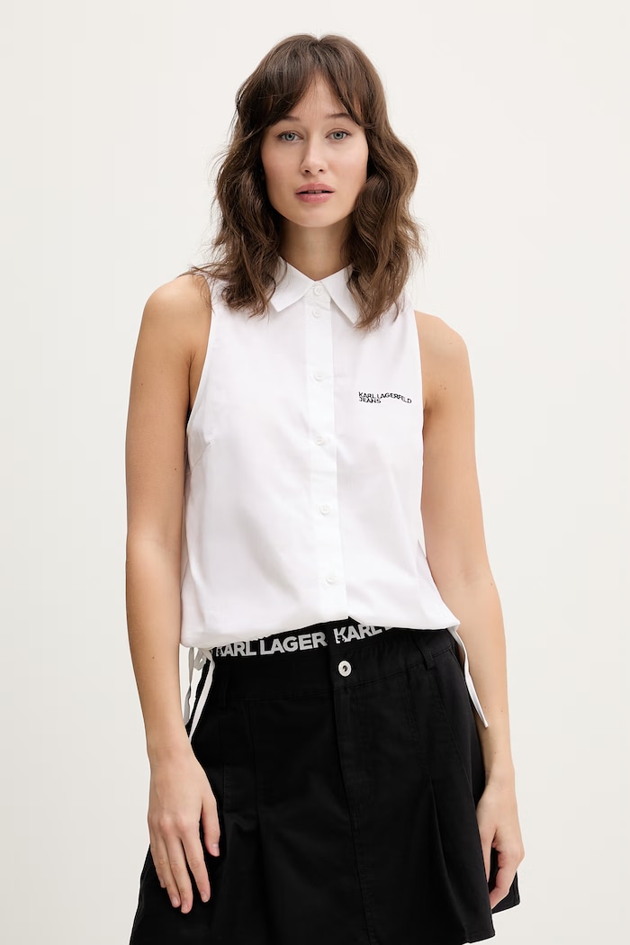 Košeľa Karl Lagerfeld Jeans jednofarebný biela B2W11020