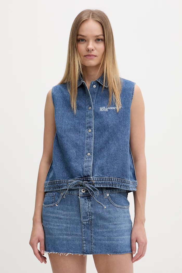 Karl Lagerfeld Jeans cămașă pentru femei, din denim albastru B2W11024