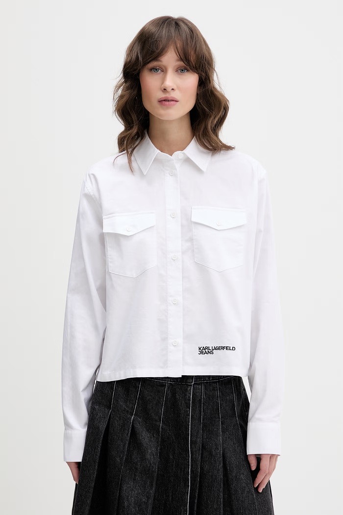 Karl Lagerfeld Jeans πουκάμισο γυναικείο βαμβακερό λευκό B2W11043