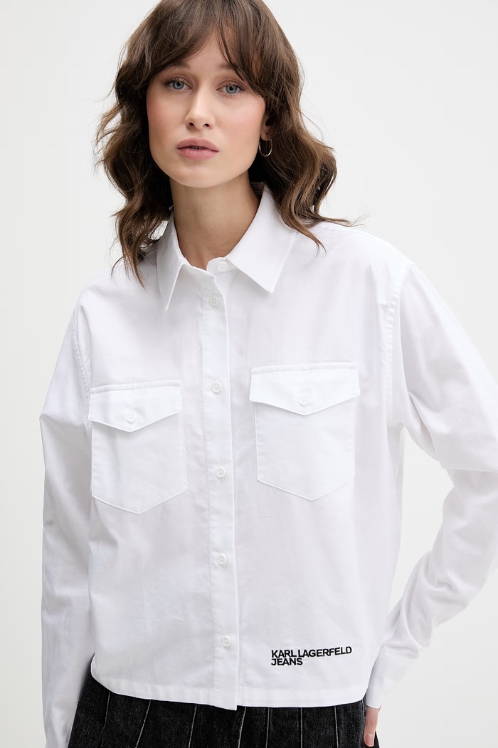 Karl Lagerfeld Jeans πουκάμισο γυναικείο βαμβακερό λευκό B2W11043