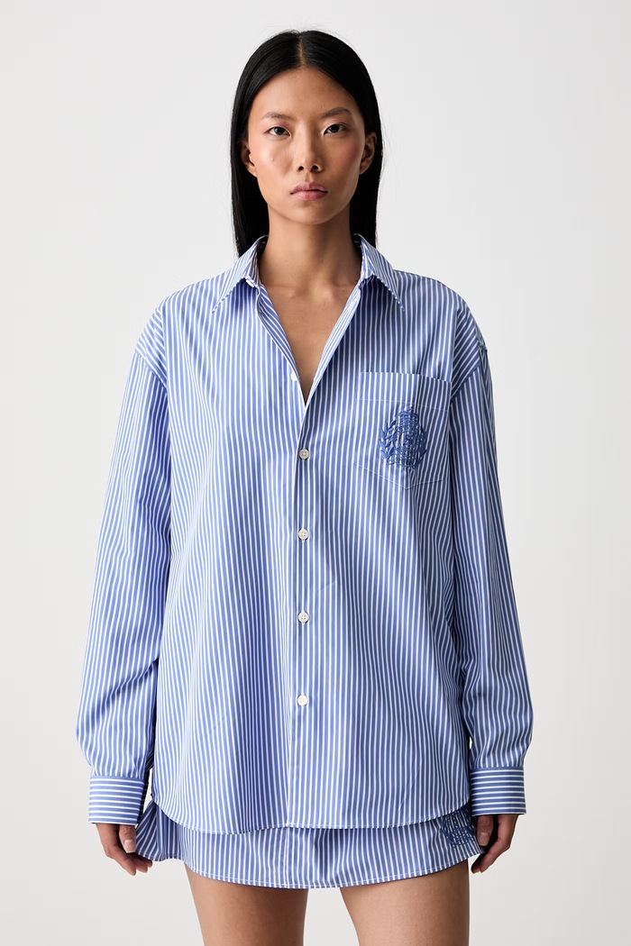 Sporty & Rich H&W Crest koszula bawełniana damska niebieski SI006712243ST02