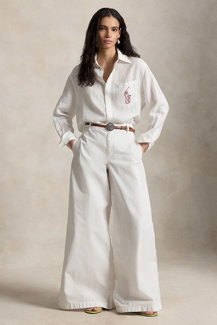 Odzież Polo Ralph Lauren koszula lniana damska 211A12786 biały