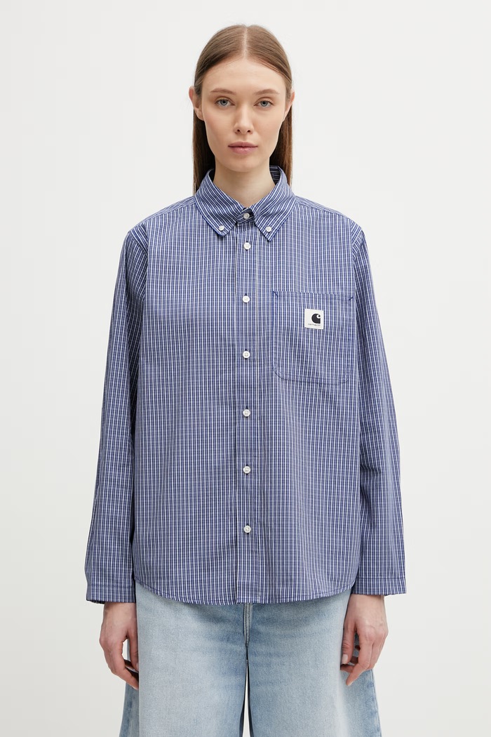 Carhartt WIP W' L/S Groff Shirt koszula bawełniana damska niebieski I036234.3JLXX