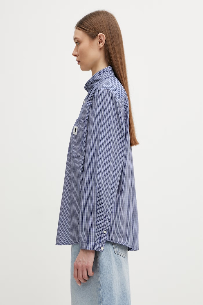 Carhartt WIP W' L/S Groff Shirt koszula bawełniana damska I036234.3JLXX niebieski SS26