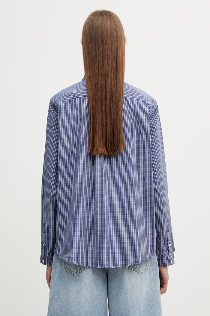 Odzież Carhartt WIP W' L/S Groff Shirt koszula bawełniana damska I036234.3JLXX niebieski