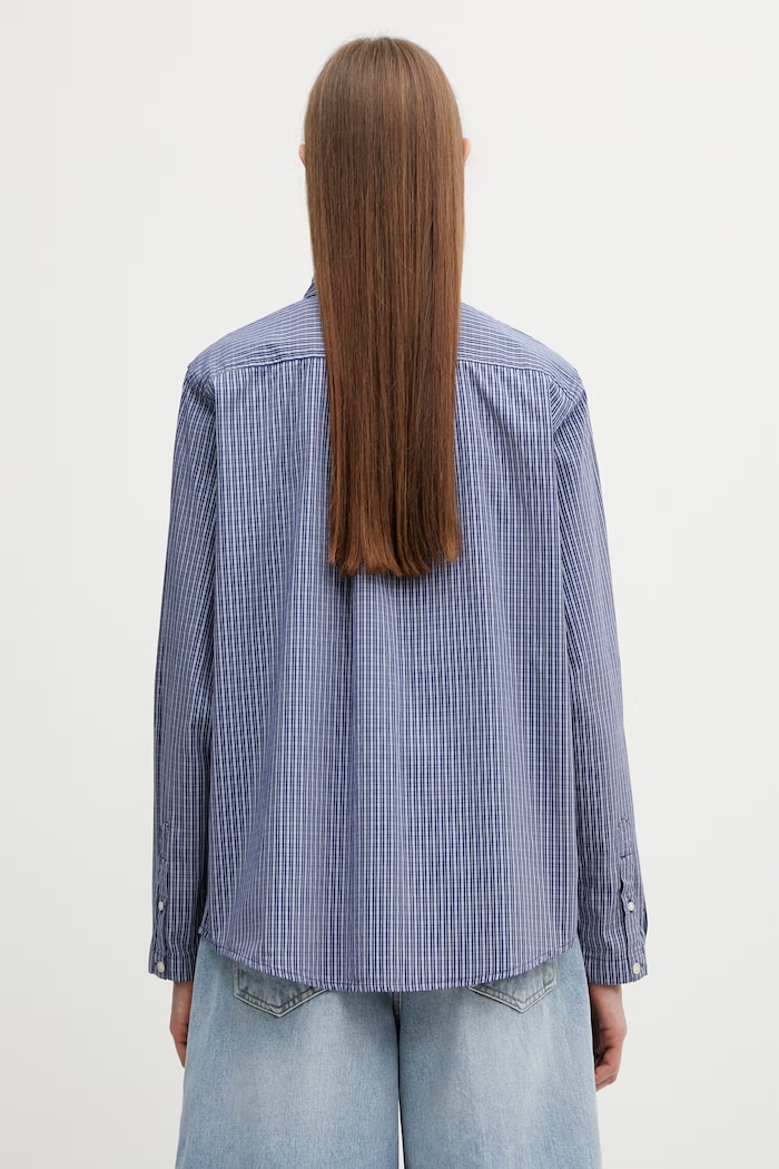 Odzież Carhartt WIP W' L/S Groff Shirt koszula bawełniana damska I036234.3JLXX niebieski