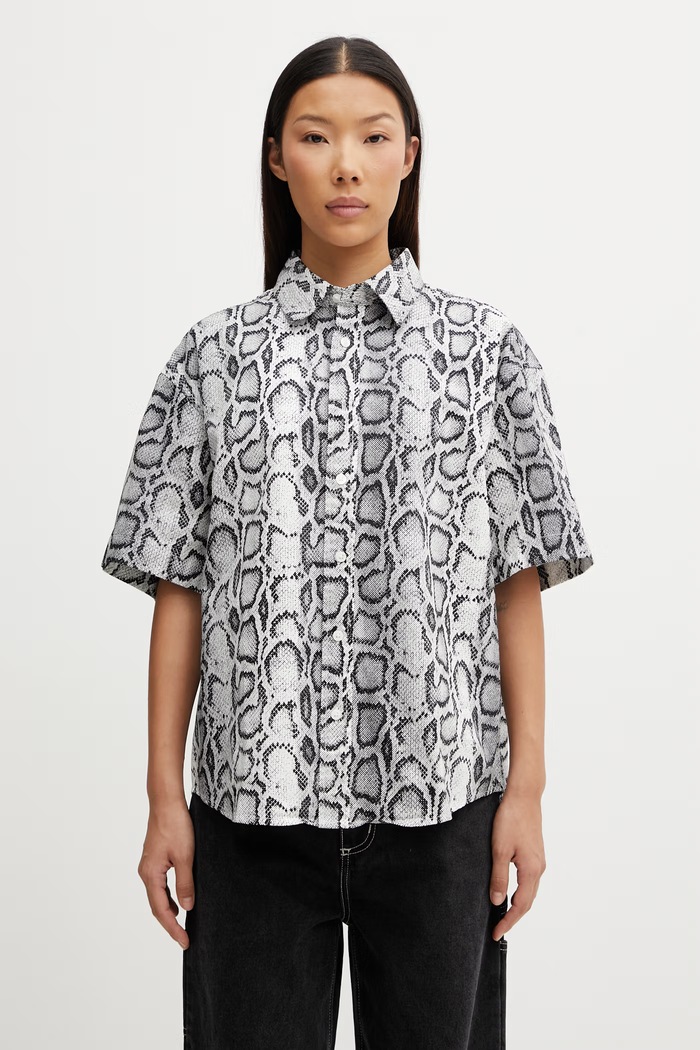 Carhartt WIP W' S/S Snake Camo Shirt cămașă din bumbac de femei negru I036280.3Q2XX