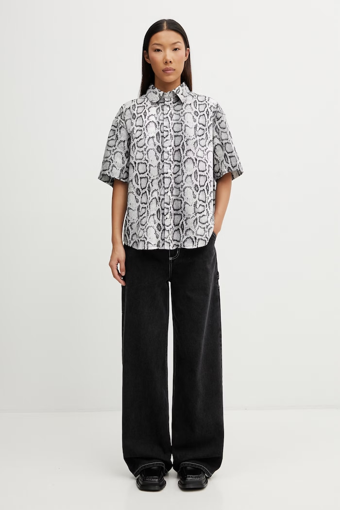Carhartt WIP W' S/S Snake Camo Shirt cămașă din bumbac de femei I036280.3Q2XX negru