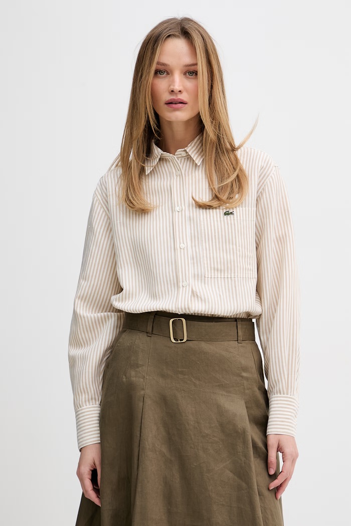 Lacoste cămașă pentru femei, din in bej CF1429
