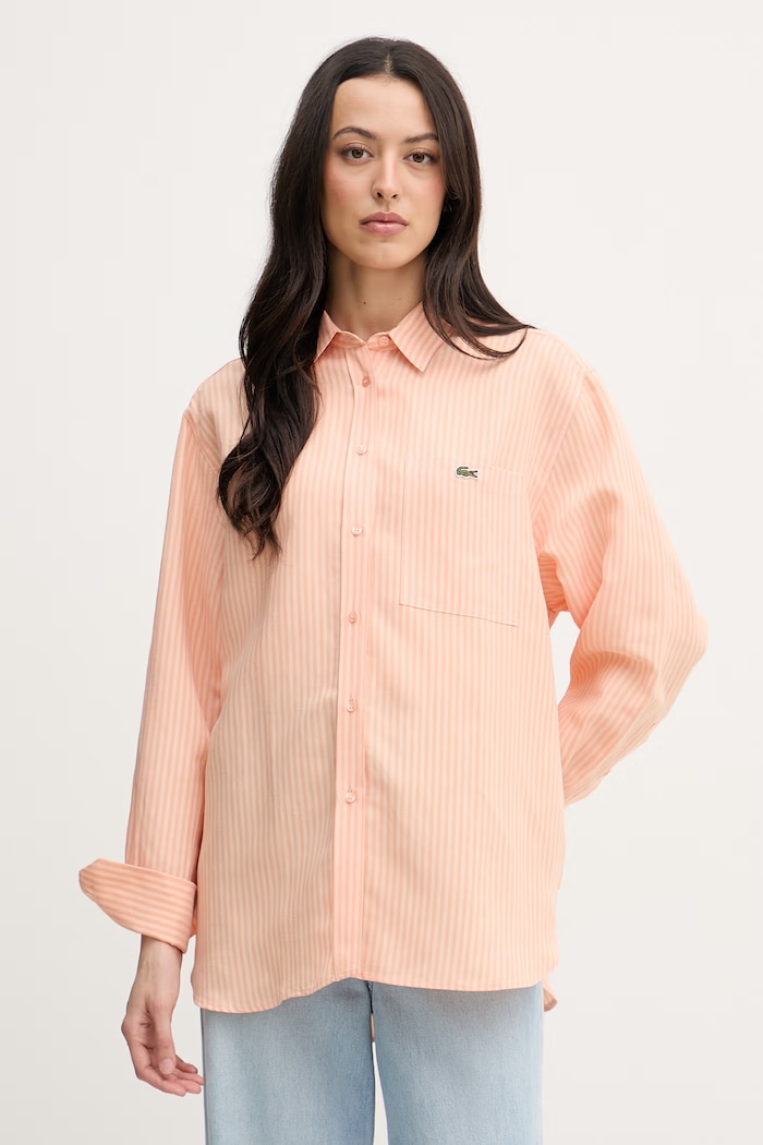 Lacoste koszula damska z lnem pomarańczowy CF1429