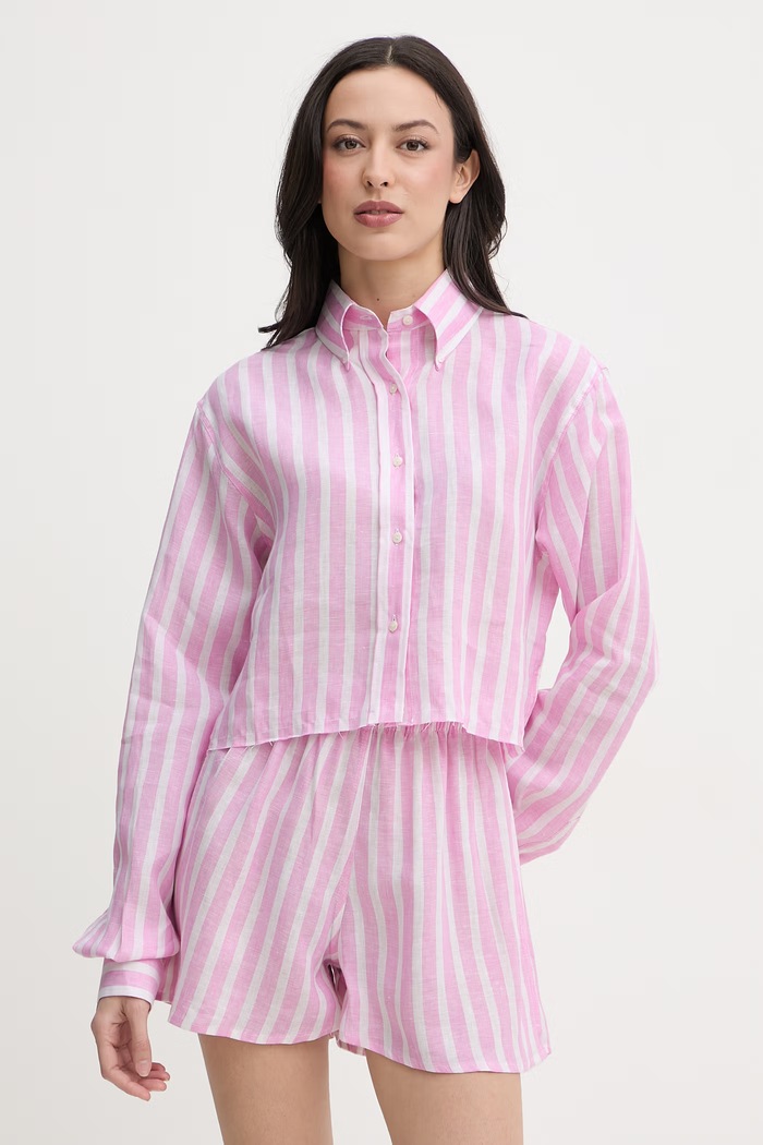 Paramidonna cămașă pentru femei, din in Ida roz SS26ISPW.1