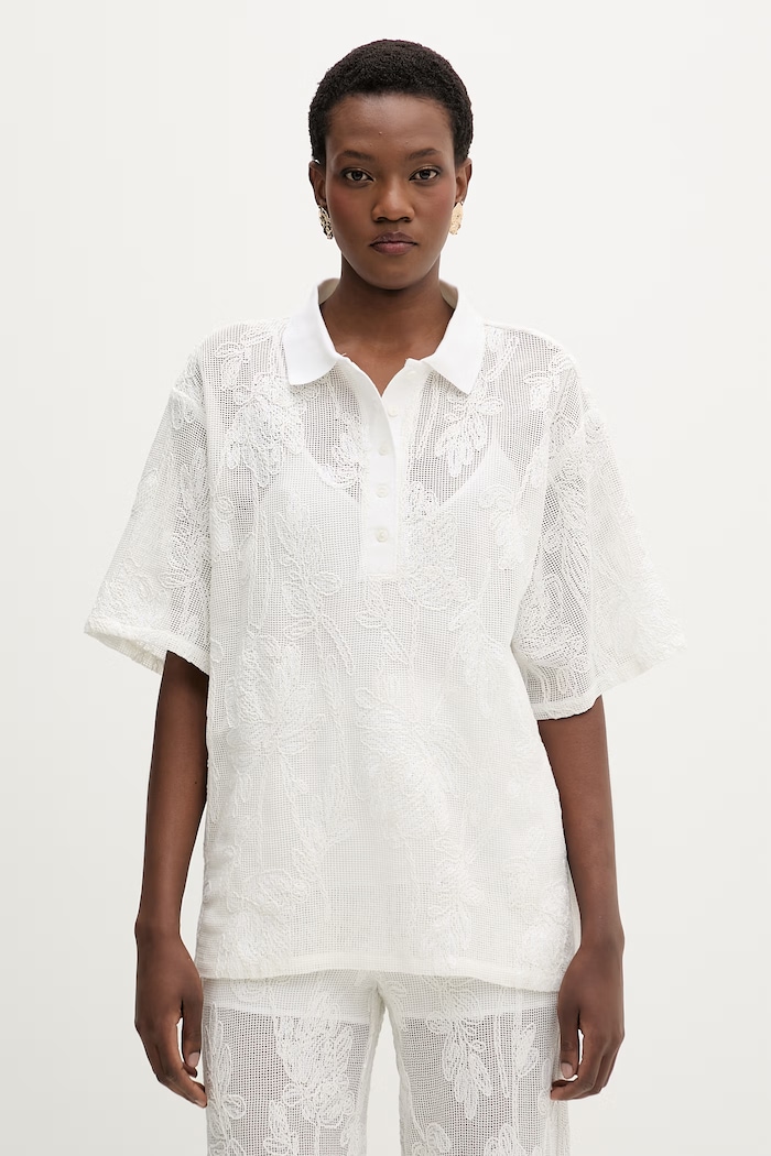 Isabelle Blanche polo pentru femei, din bumbac bej IS26SS.C162.T016