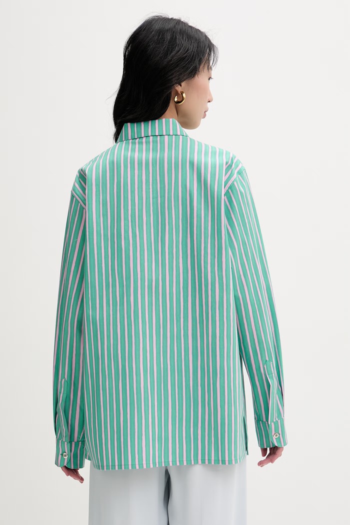 Ρούχα Marimekko Πουκάμισο γυναικείο βαμβακερό 095436 πράσινο