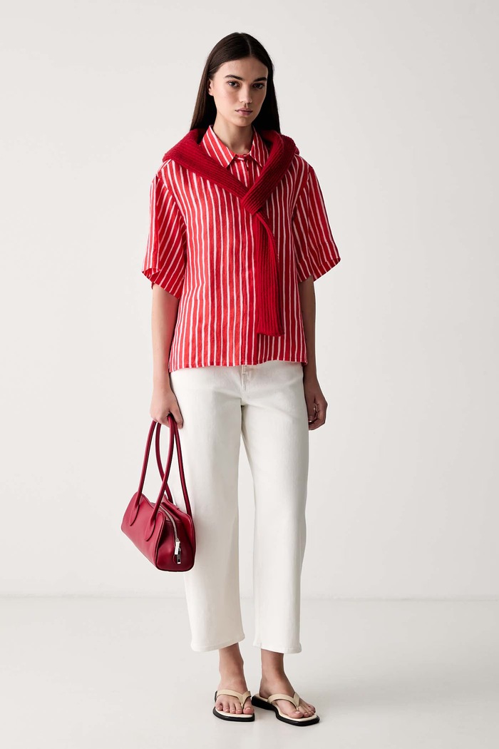 Marimekko koszula damska lniana 95638 czerwony SS26