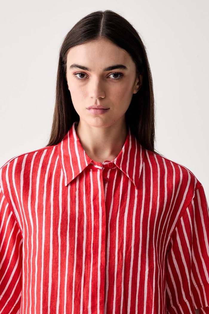 Marimekko koszula damska lniana czerwony 95638