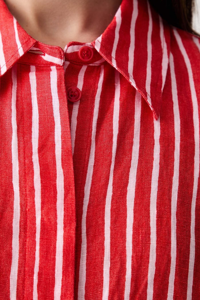 Marimekko koszula damska lniana 95638 czerwony