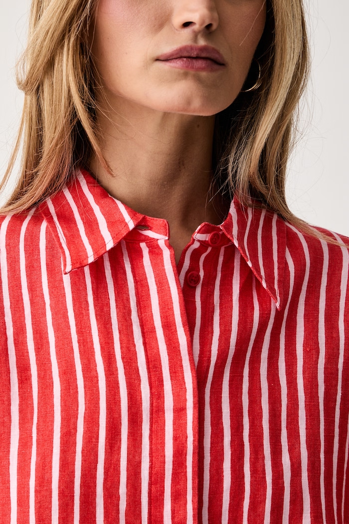 Marimekko koszula damska lniana 095638 czerwony