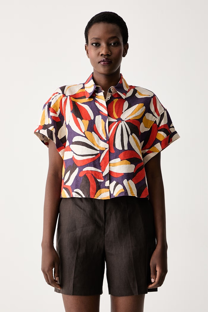 United Colors of Benetton koszula damska lniana czerwony 51GADQ0EZ