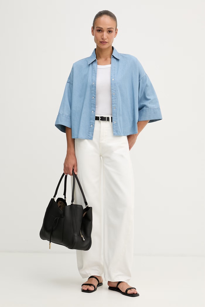 United Colors of Benetton női pamut ing 5DHJDQ0ET kék SS26