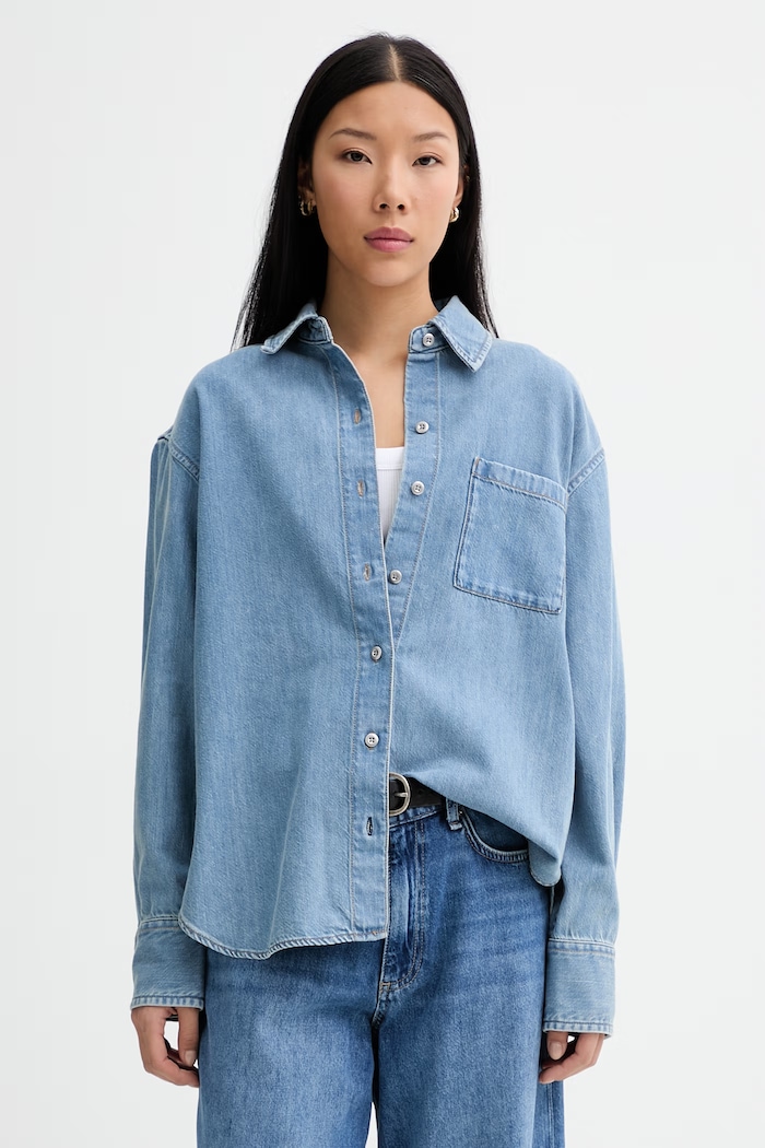 Rag & Bone cămașă pentru femei, din denim albastru RJ0826SSUEV
