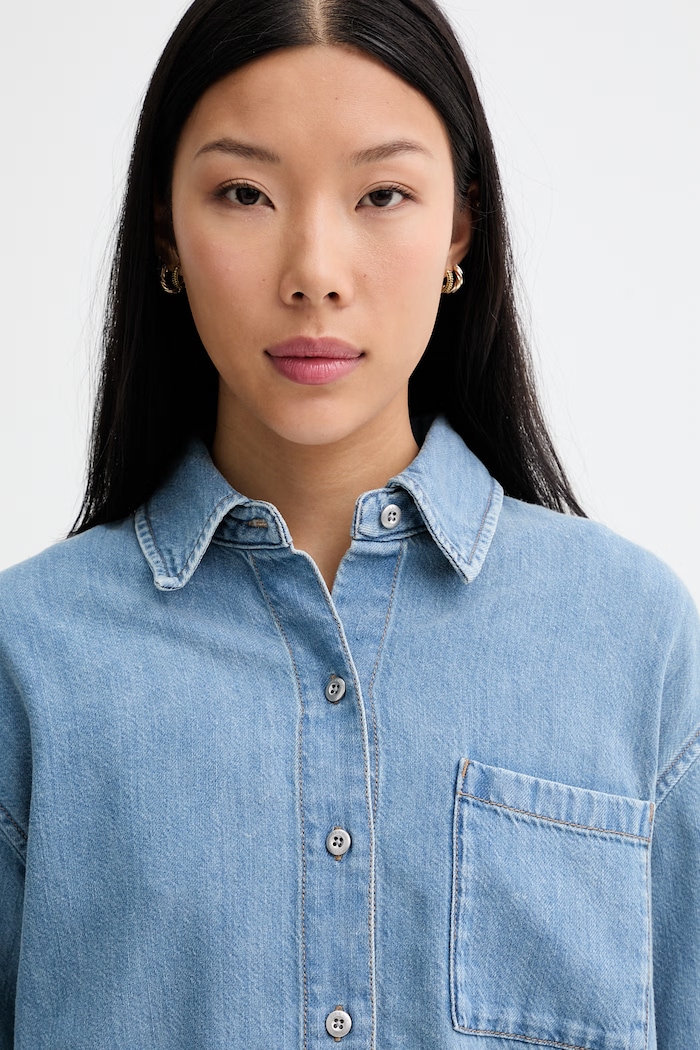 Rag & Bone cămașă pentru femei, din denim albastru RJ0826SSUEV
