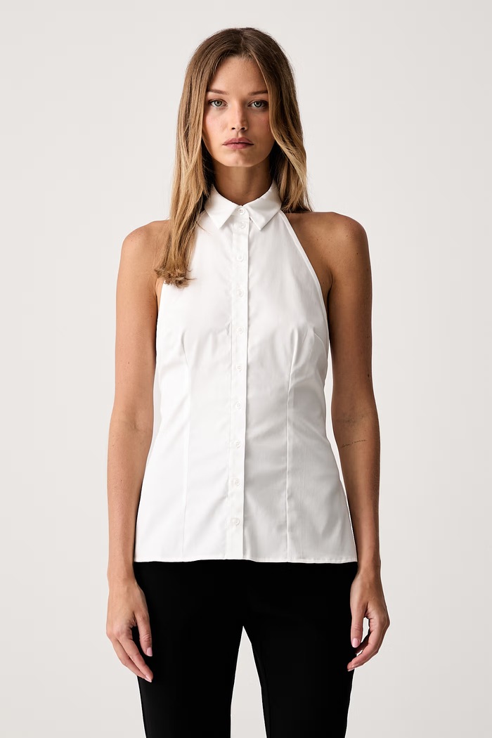 Le Privé košeľová blúzka dámska bavlnená s elastanom BRICE SHIRT BLANC biela LP00753