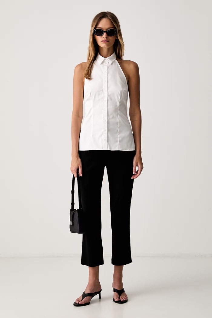 Le Privé košeľová blúzka dámska bavlnená s elastanom BRICE SHIRT BLANC LP00753 biela SS26