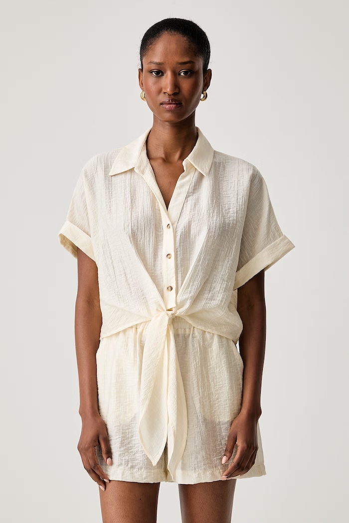 Haveone koszula damska z lyocellem beżowy CIA.Q381