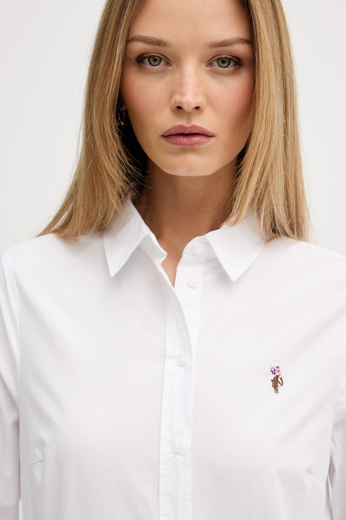 U.S. Polo Assn. cămașă pentru femei din bumbac Classic Fit Poplin WUP1306 alb